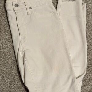 Madewell White Ankle 9” High Rise Skinny Cropped Jeans with Textured Denim